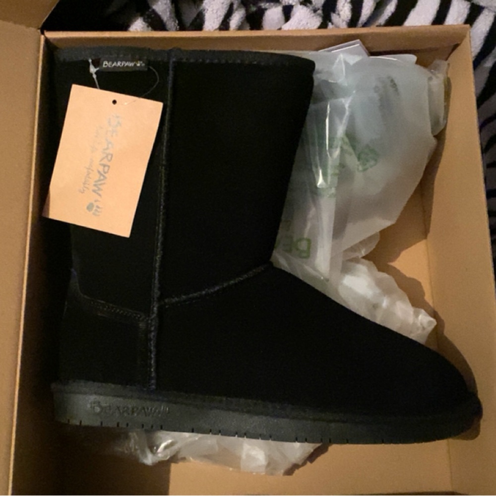 Brand new black,   Emma short bear paw boots, size 8.5